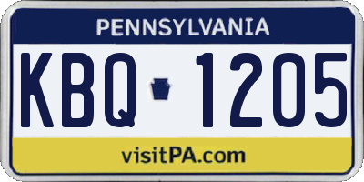 PA license plate KBQ1205