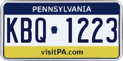 PA license plate KBQ1223