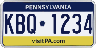 PA license plate KBQ1234