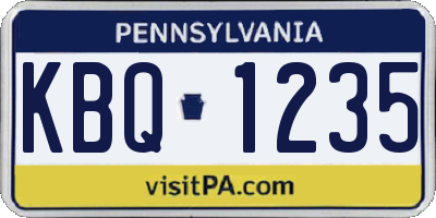 PA license plate KBQ1235