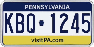 PA license plate KBQ1245