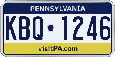 PA license plate KBQ1246