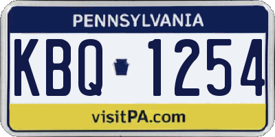 PA license plate KBQ1254