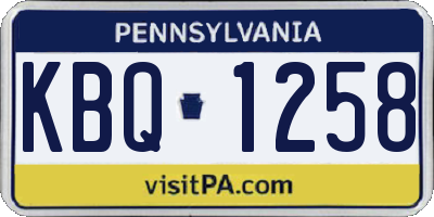 PA license plate KBQ1258