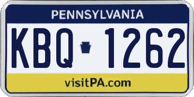 PA license plate KBQ1262