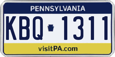 PA license plate KBQ1311