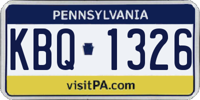 PA license plate KBQ1326