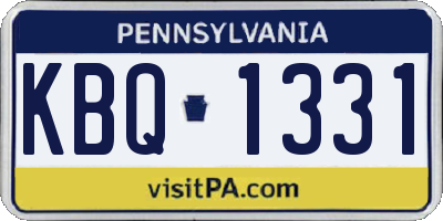 PA license plate KBQ1331