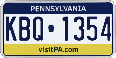 PA license plate KBQ1354