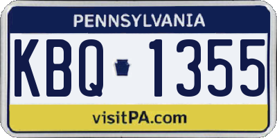 PA license plate KBQ1355