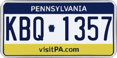 PA license plate KBQ1357