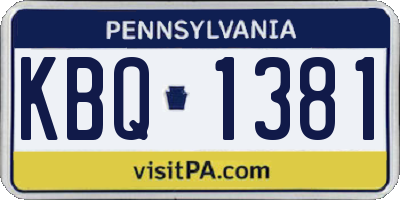 PA license plate KBQ1381
