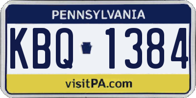PA license plate KBQ1384
