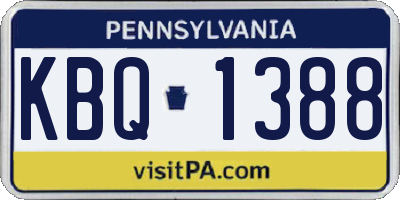 PA license plate KBQ1388
