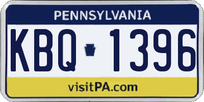 PA license plate KBQ1396