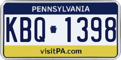 PA license plate KBQ1398