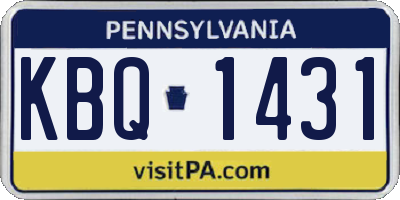 PA license plate KBQ1431