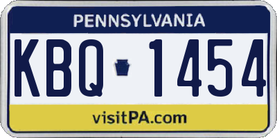 PA license plate KBQ1454