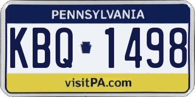 PA license plate KBQ1498