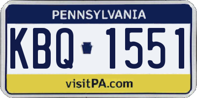 PA license plate KBQ1551
