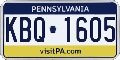 PA license plate KBQ1605