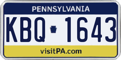 PA license plate KBQ1643