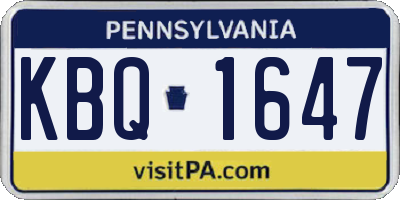 PA license plate KBQ1647