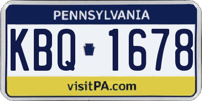 PA license plate KBQ1678