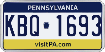 PA license plate KBQ1693