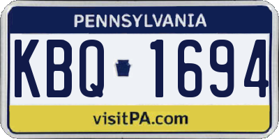PA license plate KBQ1694
