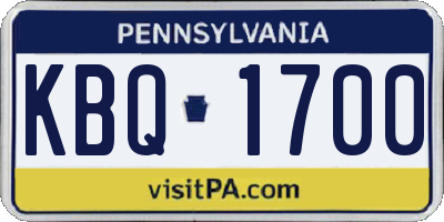 PA license plate KBQ1700