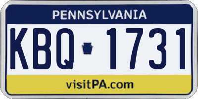 PA license plate KBQ1731