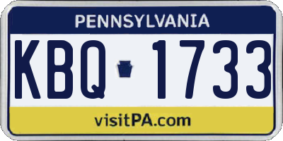 PA license plate KBQ1733