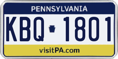 PA license plate KBQ1801