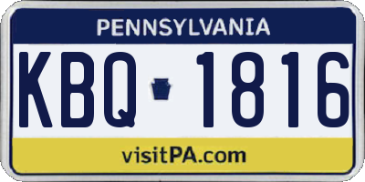 PA license plate KBQ1816