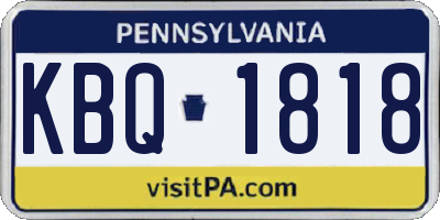 PA license plate KBQ1818