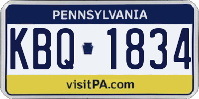 PA license plate KBQ1834