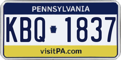 PA license plate KBQ1837