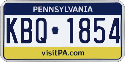 PA license plate KBQ1854