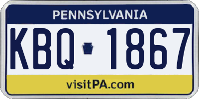 PA license plate KBQ1867
