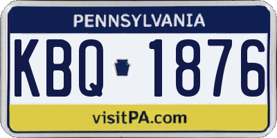 PA license plate KBQ1876