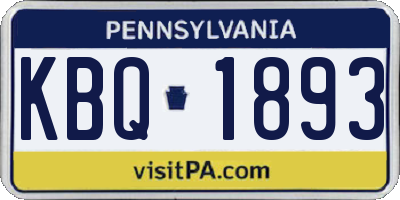 PA license plate KBQ1893