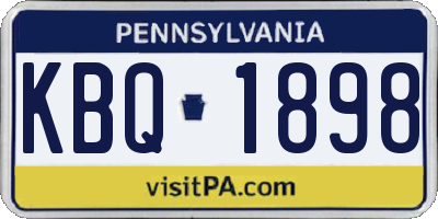PA license plate KBQ1898