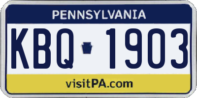 PA license plate KBQ1903