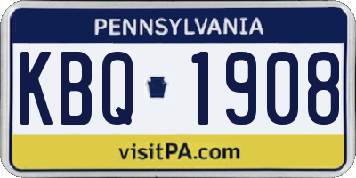 PA license plate KBQ1908
