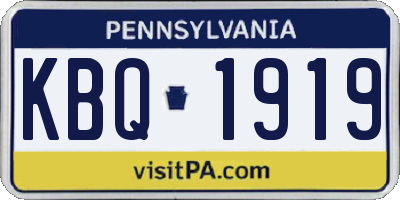 PA license plate KBQ1919