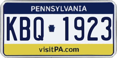 PA license plate KBQ1923