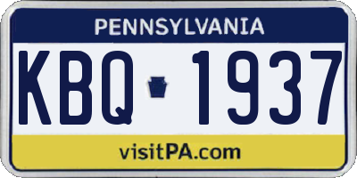 PA license plate KBQ1937