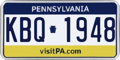PA license plate KBQ1948