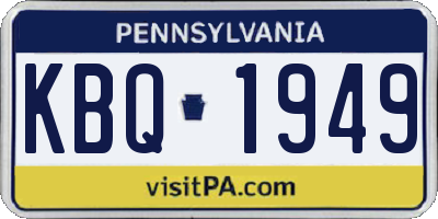 PA license plate KBQ1949